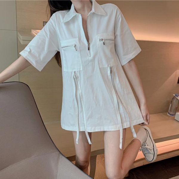 women's polos lazy women long white tees femme loose t-shirts lady summer zipper pocket
women's polos lazy women long white tees femme loose t-shirts lady summer zipper pocket