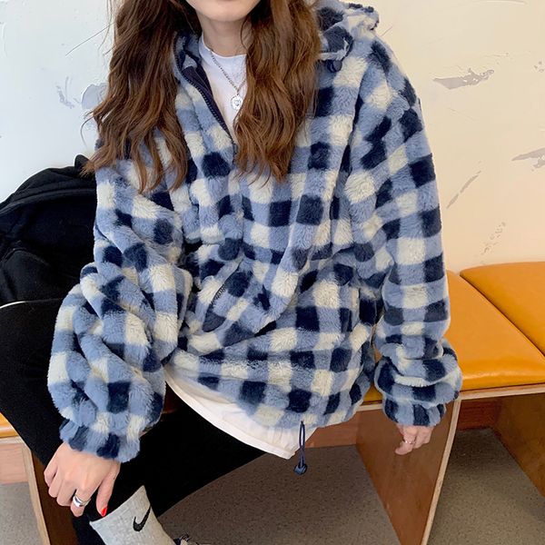 veet hooded all match thicken plaid stylish women 2021 geometric brief chic loose coats streetwear new jackets ma1s, Black;brown
veet hooded all match thicken plaid stylish women 2021 geometric brief chic loose coats streetwear new jackets ma1s, Black;brown
