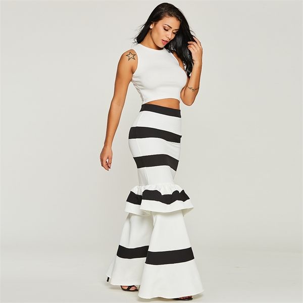 women mermaid long skirts ruffle striped color block vintage zipper floor-length skirts female party pencil trumpet maxi skirts 210202, Black
women mermaid long skirts ruffle striped color block vintage zipper floor-length skirts female party pencil trumpet maxi skirts 210202, Black