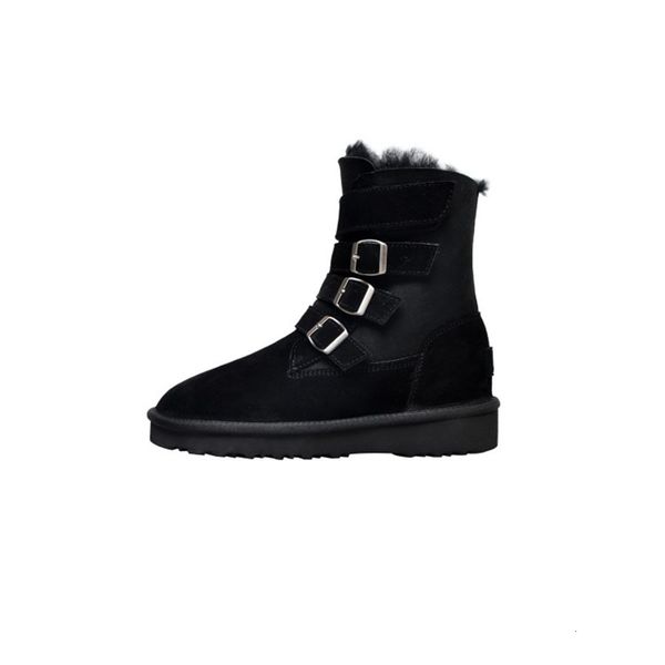 new cow suede decorative material buckle belt-buckled snow round head classic low heels winter boots women o8oz, Black 
new cow suede decorative material buckle belt-buckled snow round head classic low heels winter boots women o8oz, Black