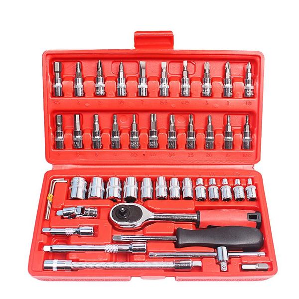 professional hand tool sets car repair kit mechanical box 46 in 1 for home 1/4-inch socket wrench ratchet screwdriver spanner garage key
professional hand tool sets car repair kit mechanical box 46 in 1 for home 1/4-inch socket wrench ratchet screwdriver spanner garage key