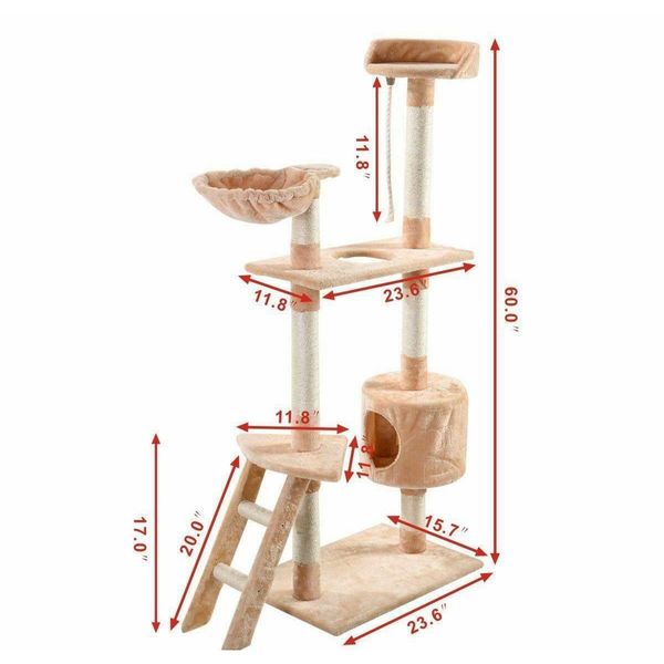 new cat tree tower beige condo scratcher furniture kitten pet h jllevw insyard