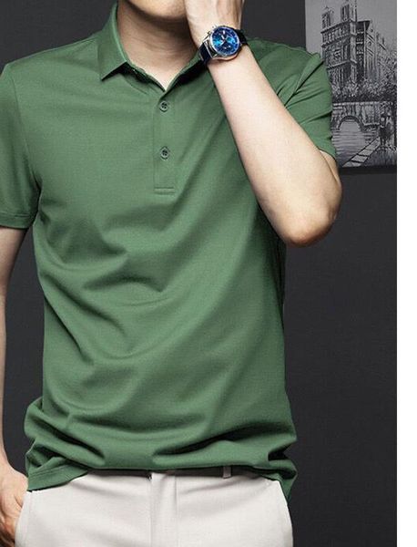 men's polos 2021 fashion summer men solid color short sleeve shirts smart casual ice silk homme male clothes lapel w154, White;black
men's polos 2021 fashion summer men solid color short sleeve shirts smart casual ice silk homme male clothes lapel w154, White;black