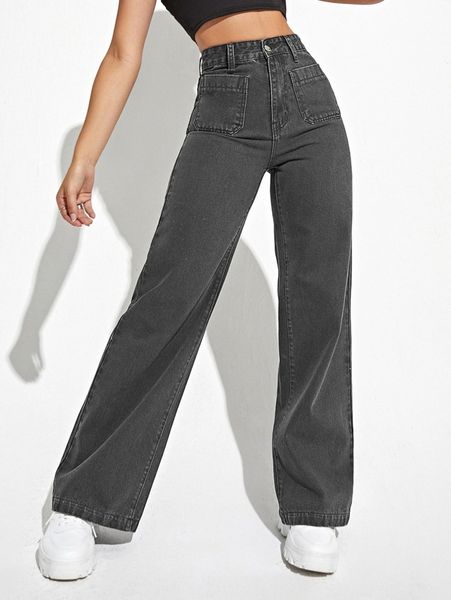 high waist straight leg jeans a6yf#, Blue