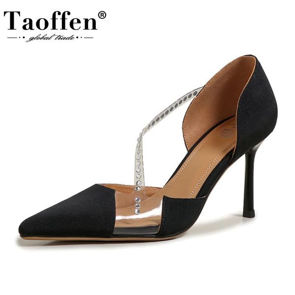 taoffen size 34-41 women sandals real leather crystal pointed toe high heel summer shoes woman party office lady footwear, Black
taoffen size 34-41 women sandals real leather crystal pointed toe high heel summer shoes woman party office lady footwear, Black