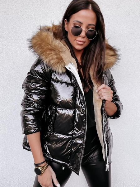 women's down & parkas jacket oversized autumn winter female clothes light-reflective streetwear fleece parka faux fur outerwear quilted, Black
women's down & parkas jacket oversized autumn winter female clothes light-reflective streetwear fleece parka faux fur outerwear quilted, Black