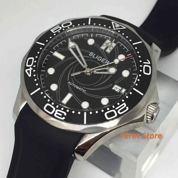 bliger 2021 new 41mm sapphire glass black ceramic cover date light-emitting waterproof rubber band men luxury automatic watch, Slivery;brown
bliger 2021 new 41mm sapphire glass black ceramic cover date light-emitting waterproof rubber band men luxury automatic watch, Slivery;brown