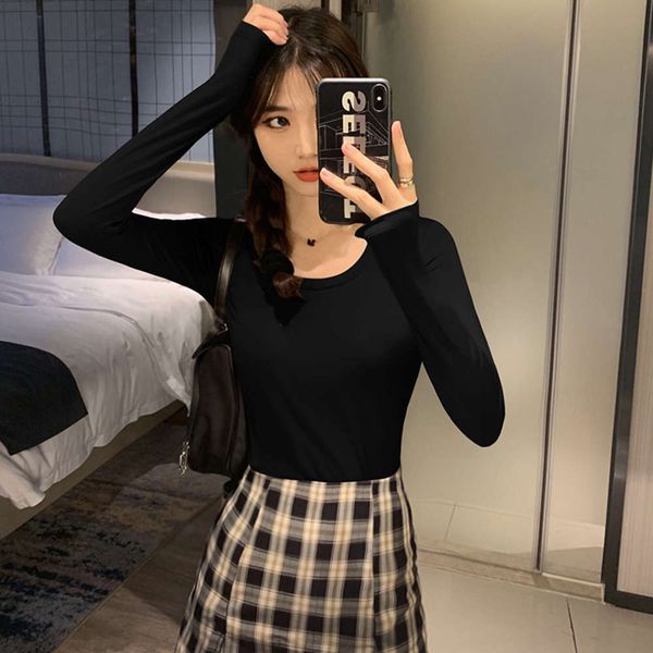 black modal base coat for women autumn and winter with new long sleeve t-shirt in 2020, White
black modal base coat for women autumn and winter with new long sleeve t-shirt in 2020, White