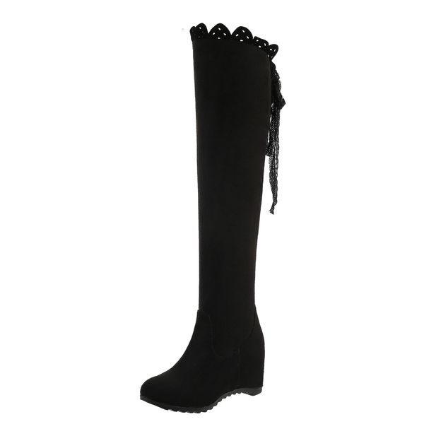 tie rope-up herd on-the-knee flat-soled heel short teddy stretched boots wave wedge heel, round foot toe 7pse, Black
tie rope-up herd on-the-knee flat-soled heel short teddy stretched boots wave wedge heel, round foot toe 7pse, Black