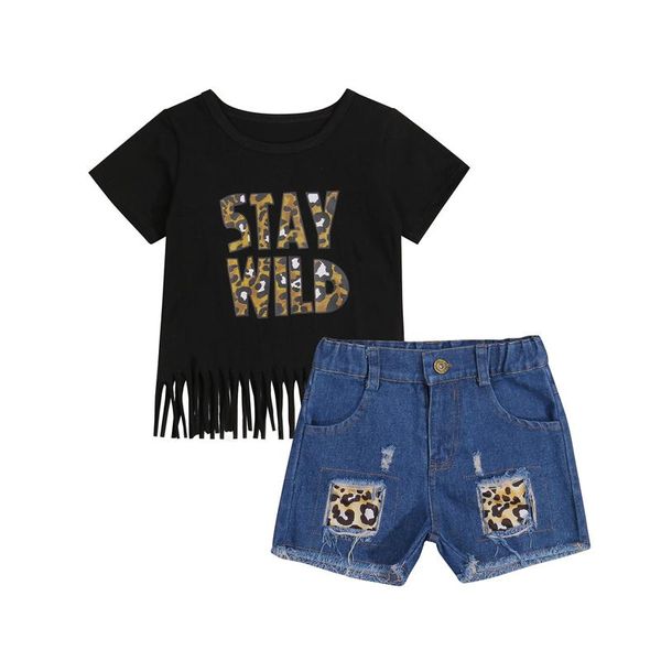 clothing sets 1-6y summer fashion baby girls clothes leopard letter printed short sleeve t shirts denim shorts 2pcs, White
clothing sets 1-6y summer fashion baby girls clothes leopard letter printed short sleeve t shirts denim shorts 2pcs, White