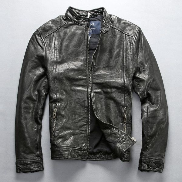 men's leather & faux genuine brand casual bomber thick soft sleepskin jacket male designer vintage cool motorcycle pilot coat, Black
men's leather & faux genuine brand casual bomber thick soft sleepskin jacket male designer vintage cool motorcycle pilot coat, Black