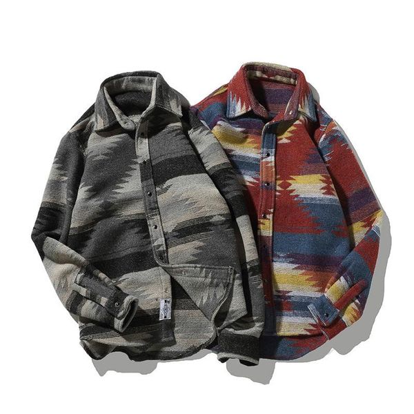 men's casual shirts autumn and winter 2021 fashion large long sleeve shirt personalized tweed mens, White;black
men's casual shirts autumn and winter 2021 fashion large long sleeve shirt personalized tweed mens, White;black