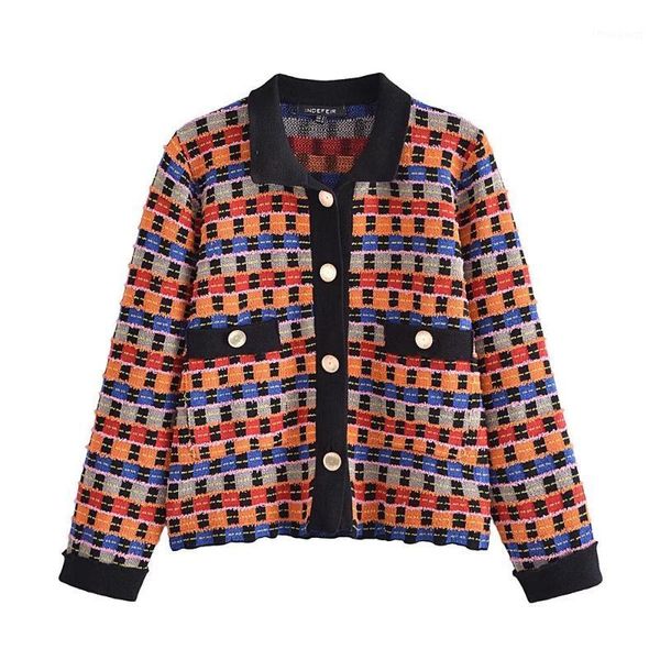 women's jackets junwu autumn color plaid knit lapel single-breasted pocket long sleeve short jacket retro ethnic style, Black;brown
women's jackets junwu autumn color plaid knit lapel single-breasted pocket long sleeve short jacket retro ethnic style, Black;brown