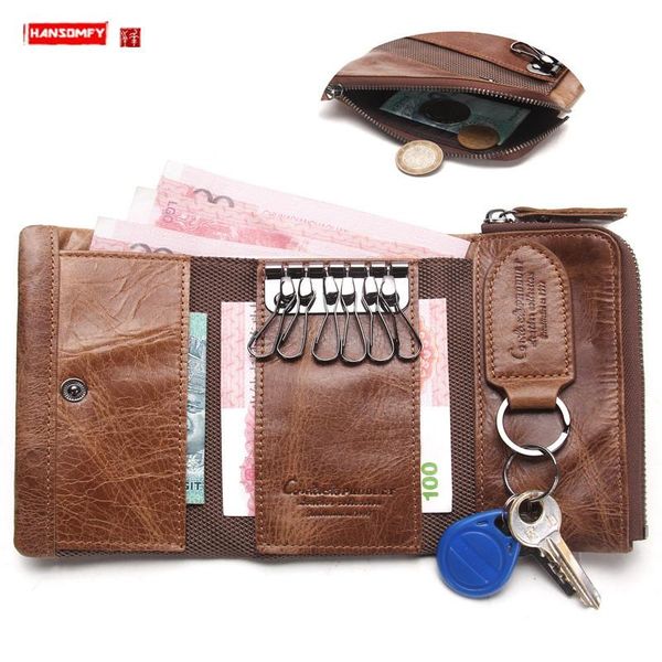 wallets men's wallet soft leather fashion key chain holder case multi-function tri-fold coin purses, Red;black
wallets men's wallet soft leather fashion key chain holder case multi-function tri-fold coin purses, Red;black