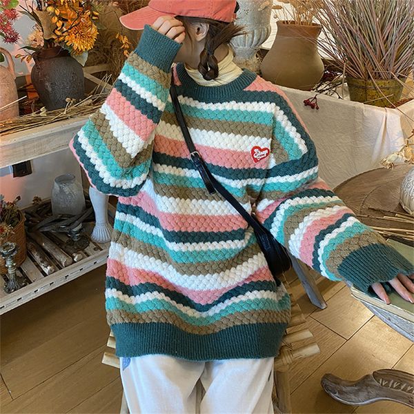 2021 new color contrast foreign style pullover sweater striped sweater autumn and winter women's season loose lazy wind wear out fashio, White;black
2021 new color contrast foreign style pullover sweater striped sweater autumn and winter women's season loose lazy wind wear out fashio, White;black