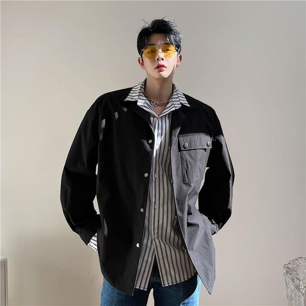 men's dress shirts 2021 korean fashion streetwear trend fake two-piece shirt male high-quality striped stitching cardigan outerwear, White;black
men's dress shirts 2021 korean fashion streetwear trend fake two-piece shirt male high-quality striped stitching cardigan outerwear, White;black
