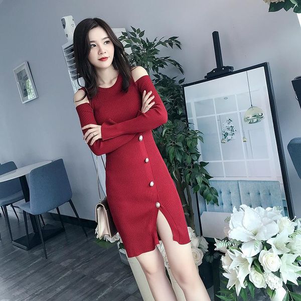 casual dresses women knitted dress full cut out off-the-shoulder slim bodycone side buttons with split short club sweater robe, Black;gray
casual dresses women knitted dress full cut out off-the-shoulder slim bodycone side buttons with split short club sweater robe, Black;gray