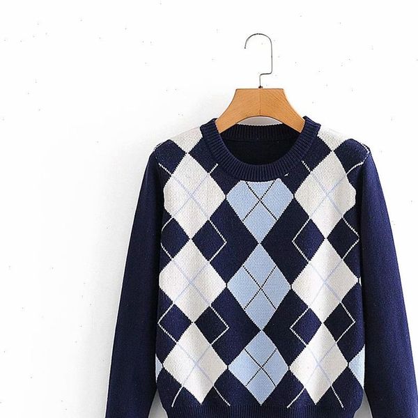 2021 autumn womens new comfortable slim round neck long sleeve retro diamond pattern pullover knitted sweater, White;black
2021 autumn womens new comfortable slim round neck long sleeve retro diamond pattern pullover knitted sweater, White;black