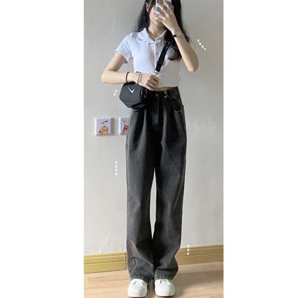 women's jeans high waist straight loose wide leg denim pants lady elegant vintage black streetwear quality fashion harajuku pant, Blue
women's jeans high waist straight loose wide leg denim pants lady elegant vintage black streetwear quality fashion harajuku pant, Blue