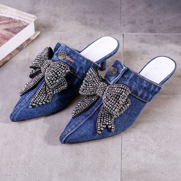 dress shoes womens pointed toe rhinestones bowknot crystal denim jeans stlilettos slipper pumps high heel slingbacks new ij95, Black
dress shoes womens pointed toe rhinestones bowknot crystal denim jeans stlilettos slipper pumps high heel slingbacks new ij95, Black