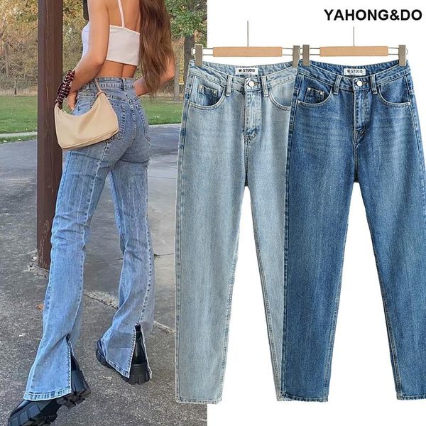 women's jeans women 2021 chic fashion denim pants with hem vents flared vintage high waist zipper personality female wide leg, Blue
women's jeans women 2021 chic fashion denim pants with hem vents flared vintage high waist zipper personality female wide leg, Blue