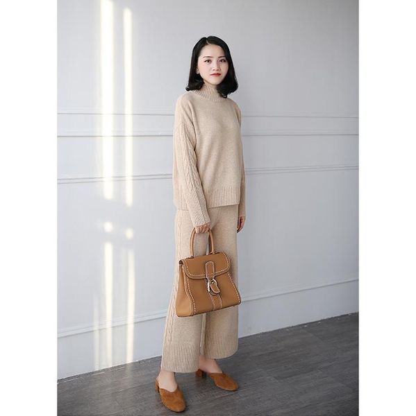 women sweaters and pullovers 2021 winter woman wool 2 piece suit high-necked cashmere sweater + knitted pants female two-piece, White
women sweaters and pullovers 2021 winter woman wool 2 piece suit high-necked cashmere sweater + knitted pants female two-piece, White