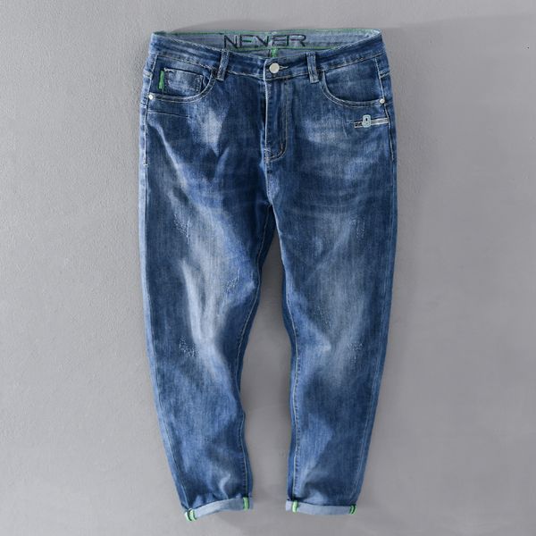 new 2021 nova chegada tornozelo-comprimento de brim marca casual estiramento calas masculinas confortvel na moda uuzr, Blue 
new 2021 nova chegada tornozelo-comprimento de brim marca casual estiramento calas masculinas confortvel na moda uuzr, Blue