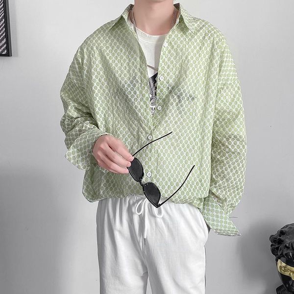 men's casual shirts shirt men light green/white wave point long sleeve summer thin for fashion streetwear mens, White;black
men's casual shirts shirt men light green/white wave point long sleeve summer thin for fashion streetwear mens, White;black