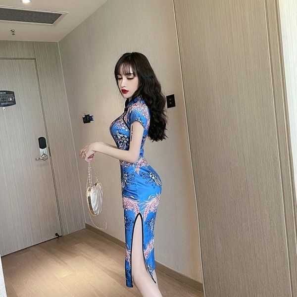 ethnic clothing cheongsam improved women's dress chinese style printing slim bag hip split mid length, Red
ethnic clothing cheongsam improved women's dress chinese style printing slim bag hip split mid length, Red
