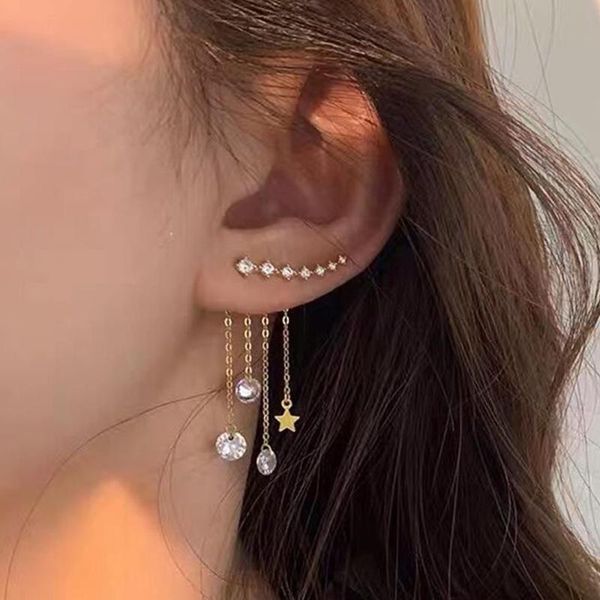 dangle & chandelier star diamond earrings for women shiny zircon tassel earring jewelry women's gold light luxury ear studs temperament, Silver
dangle & chandelier star diamond earrings for women shiny zircon tassel earring jewelry women's gold light luxury ear studs temperament, Silver