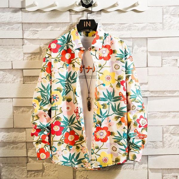 men's casual shirts men shirt long sleeve floral print clothing autumn streetwear fashion, White;black
men's casual shirts men shirt long sleeve floral print clothing autumn streetwear fashion, White;black