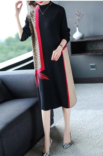 casual dresses of fund 2021 autumn winters is a turtle neck long sleeve loose show thin knitting dress female over-the-knee s, Black;gray 
casual dresses of fund 2021 autumn winters is a turtle neck long sleeve loose show thin knitting dress female over-the-knee s, Black;gray