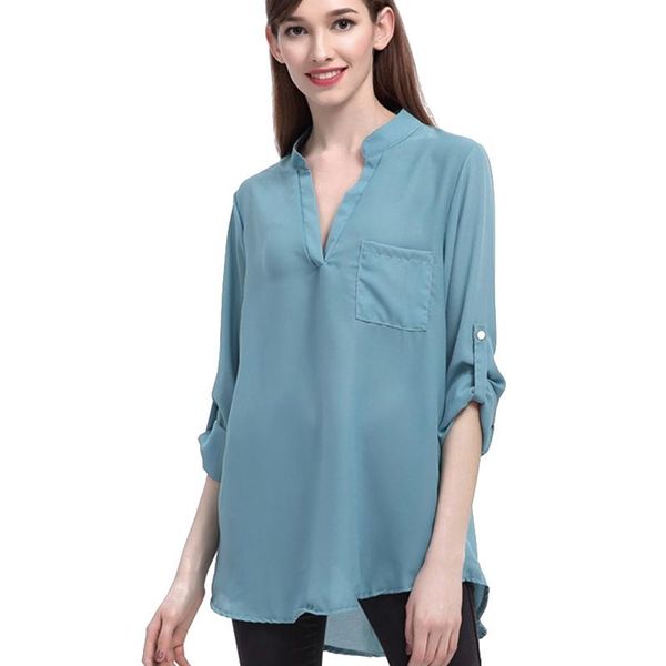 women's blouses & shirts large size long-sleeved women business work shirt loose ladies chiffon nine-color v-neck solid summer, White
women's blouses & shirts large size long-sleeved women business work shirt loose ladies chiffon nine-color v-neck solid summer, White