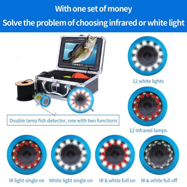 fish finder syanspan underwater fishing camera double lamp 24 leds 7" inch 15m 30m 50m night vision 92 degrees sea /ice
fish finder syanspan underwater fishing camera double lamp 24 leds 7" inch 15m 30m 50m night vision 92 degrees sea /ice