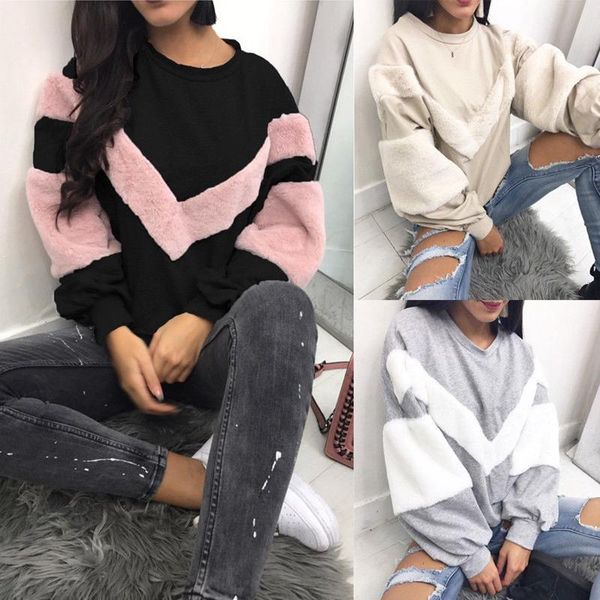 women's jackets fashion autumn winter women clothes plush long sleeve patchwork pullover hoodies round neck sweatshirt jumper coat, Black;brown
women's jackets fashion autumn winter women clothes plush long sleeve patchwork pullover hoodies round neck sweatshirt jumper coat, Black;brown
