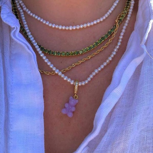 chains candy cute resin gummy bear choker pearl beaded necklace for women zircon cartoon pendant diy creative gift y2k jewelry, Silver
chains candy cute resin gummy bear choker pearl beaded necklace for women zircon cartoon pendant diy creative gift y2k jewelry, Silver