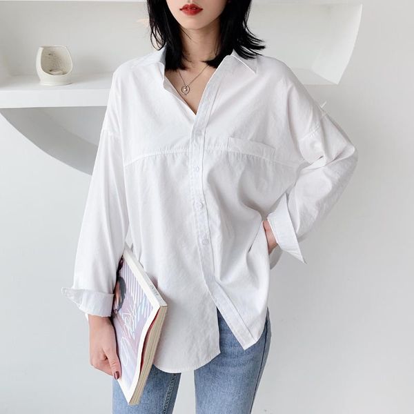solid color shirt women blouses false pocket office korean loose long-sleeve shirts lapel street autumn chic robe chemisier, White
solid color shirt women blouses false pocket office korean loose long-sleeve shirts lapel street autumn chic robe chemisier, White