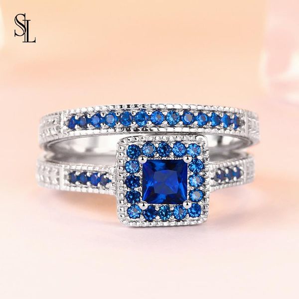 cluster rings sl 2pc wedding ring set for women white blue zirconia fine jewelrys engagement av, Golden;silver
cluster rings sl 2pc wedding ring set for women white blue zirconia fine jewelrys engagement av, Golden;silver