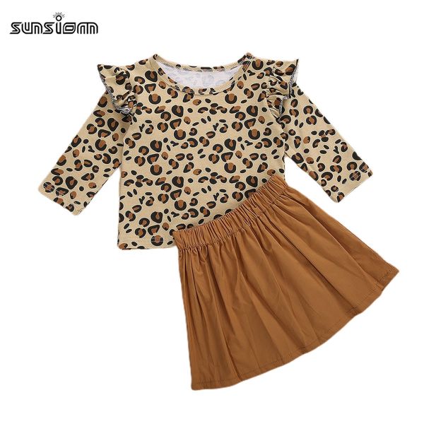 1-4 years kids baby girl leopard outfit printed ruffle long sleeve + brown mini pleated skirt suit girls autumn clothing, White
1-4 years kids baby girl leopard outfit printed ruffle long sleeve + brown mini pleated skirt suit girls autumn clothing, White