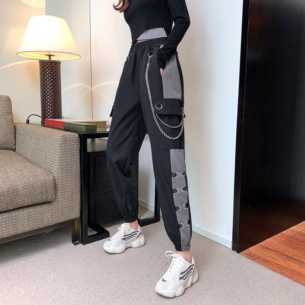 women's pants & capris harem women 2021 high waist elastic trousers patchwork pockets chain loose cargo joggers harajuku casual chic, Black;white
women's pants & capris harem women 2021 high waist elastic trousers patchwork pockets chain loose cargo joggers harajuku casual chic, Black;white