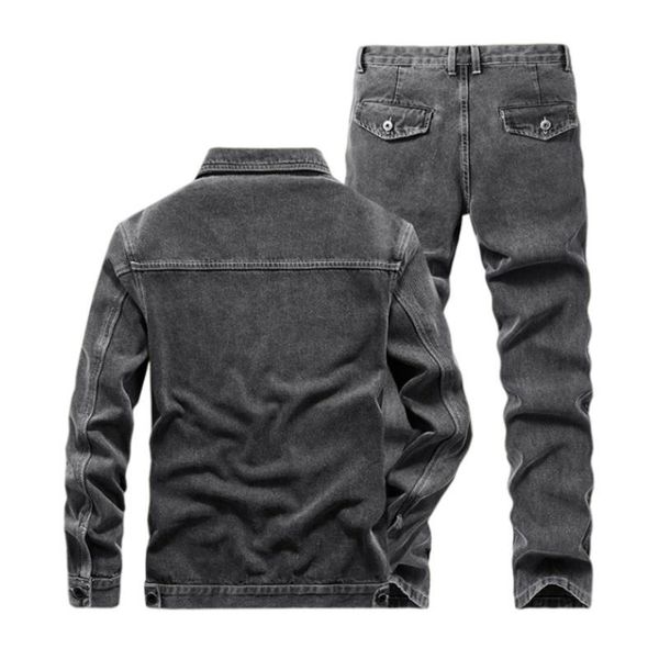 men's tracksuits spring denim jacket jeans two piece set men safari style washed vintage motorcycle pants matching sets fashion street, Gray
men's tracksuits spring denim jacket jeans two piece set men safari style washed vintage motorcycle pants matching sets fashion street, Gray