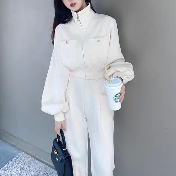 women's two piece pants fashion solid color pant sets high waist long sleeve suits spring comfy roupas femininas casual outfit di50yz, White
women's two piece pants fashion solid color pant sets high waist long sleeve suits spring comfy roupas femininas casual outfit di50yz, White