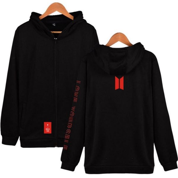 women's men's long sleeve hoodies love yourself zipper hooded sweatshirt bangtan sudadera mujer moletom damska, Black
women's men's long sleeve hoodies love yourself zipper hooded sweatshirt bangtan sudadera mujer moletom damska, Black
