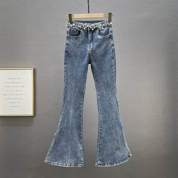 women's jeans women flared pants 2021 fall denim trousers fashion diamonds waist skinny elastic jean high street femme trouser, Blue
women's jeans women flared pants 2021 fall denim trousers fashion diamonds waist skinny elastic jean high street femme trouser, Blue