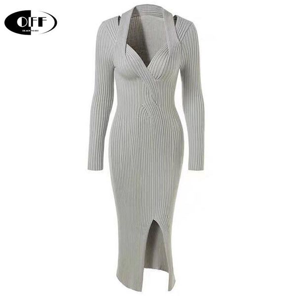 casual dresses designer cross knitted midi woman dress long sleeve v-neck slim bodycon party elegant ladies clothes vestido, Black;gray
casual dresses designer cross knitted midi woman dress long sleeve v-neck slim bodycon party elegant ladies clothes vestido, Black;gray