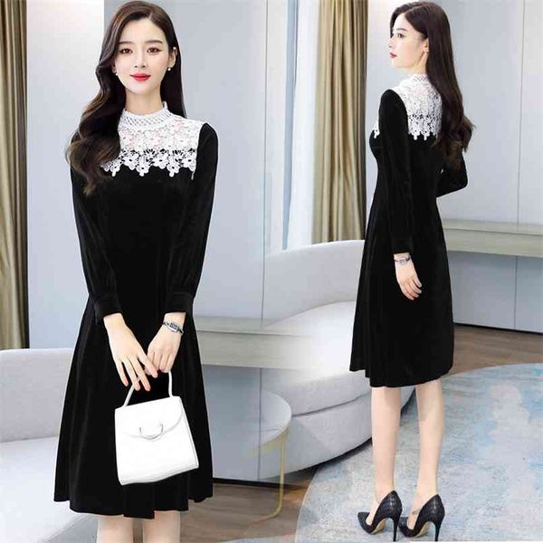 spring autumn plus size women bodycon dress vintage lace stitching mesh midi elegant party black french vestidos 210528, Black;gray
spring autumn plus size women bodycon dress vintage lace stitching mesh midi elegant party black french vestidos 210528, Black;gray