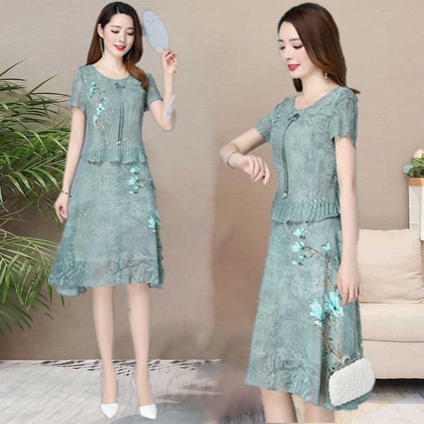 korean chiffon female mother summer fake two-piece printed chinese style knee dress 210603, White
korean chiffon female mother summer fake two-piece printed chinese style knee dress 210603, White