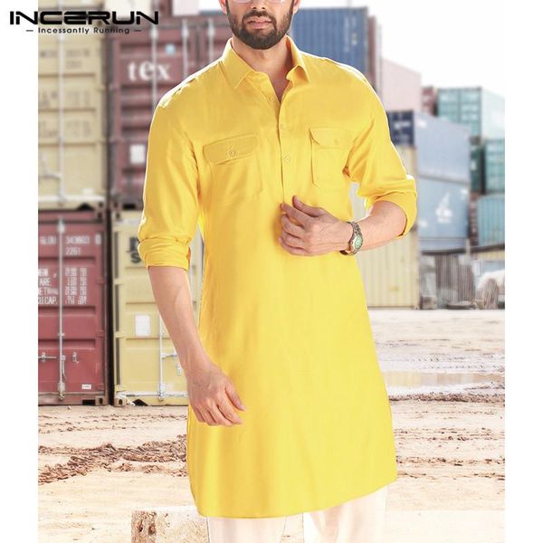 men's casual shirts incerun mens shirt clothing pockets lapel neck loose long sleeve solid men pakistan muslim clothes 2021 5xl, White;black
men's casual shirts incerun mens shirt clothing pockets lapel neck loose long sleeve solid men pakistan muslim clothes 2021 5xl, White;black