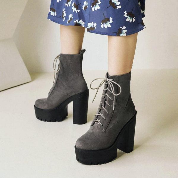 boots zawsthia gray black winter shoes gothic faux suede lace-up round toe 13cm block high heels platform womens ankle
boots zawsthia gray black winter shoes gothic faux suede lace-up round toe 13cm block high heels platform womens ankle