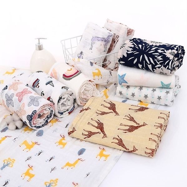 120x110cm baby blankets newborn cotton gauze receiving swaddle blanket towel muslin diaper 210309